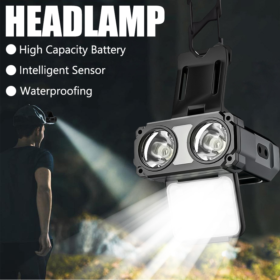 Fishing Light - Sensörlü COB LED Far Başlığı Klipsli